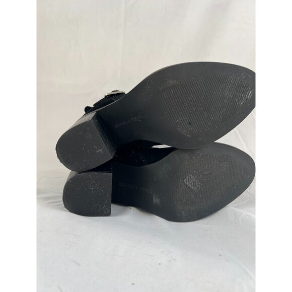 Chelsea and Violet Black Leather Heel "Vicki" Ankle/Sock Boots 6.5 - Picture 6 of 9